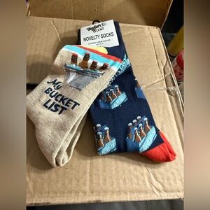 Twisted Toes Novelty Beer Socks - Blue and Tan. 2 pair